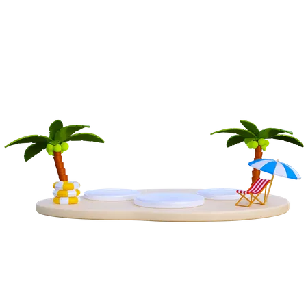 Podio de verano  3D Illustration