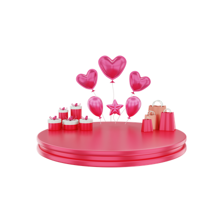 Podio del día de san valentín  3D Illustration