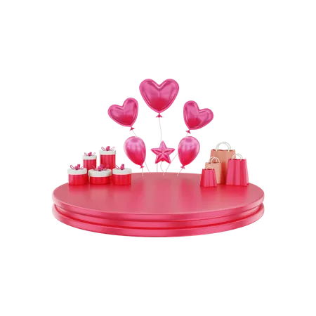 Podio del día de san valentín  3D Illustration