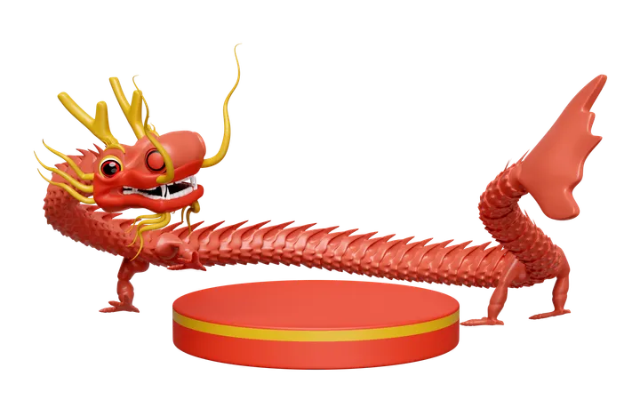 Podio del dragón chino  3D Icon