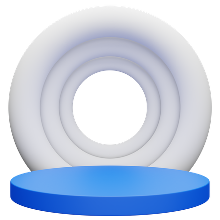 Pódio Donut Branco Azul  3D Icon