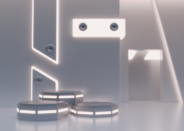Pódio Futurista da Nave Alienígena  3D Icon