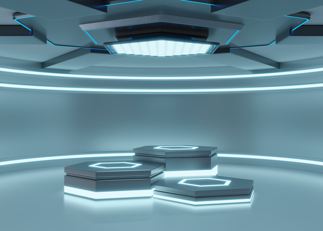 Pódio Futurista da Nave Alienígena  3D Icon