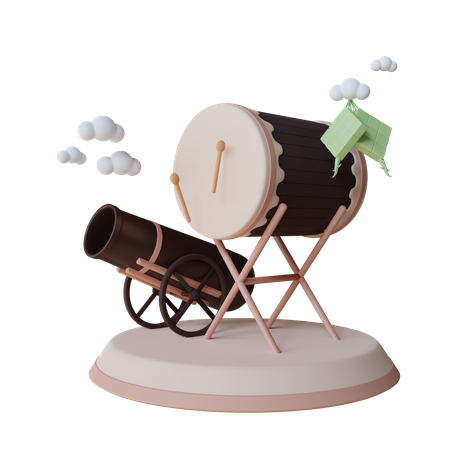 Podio islámico de tambores y cañones  3D Icon