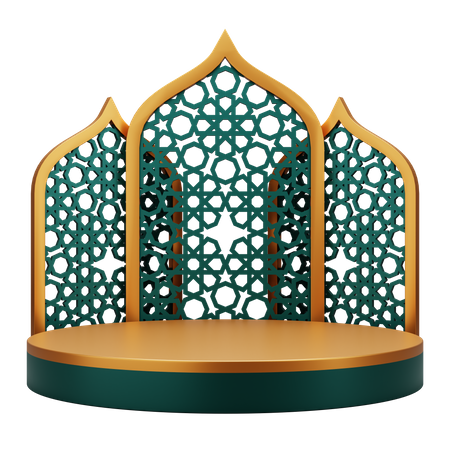 Exhibición del podio islámico  3D Illustration