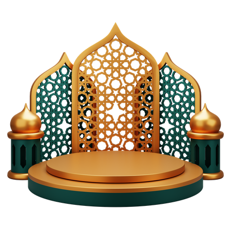Exhibición del podio islámico  3D Illustration