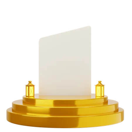 Pódio elegante branco dourado da mesquita  3D Illustration