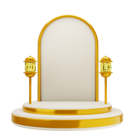 Pódio elegante branco dourado da mesquita  3D Illustration
