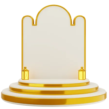 Podio de mezquita elegante blanco dorado  3D Illustration