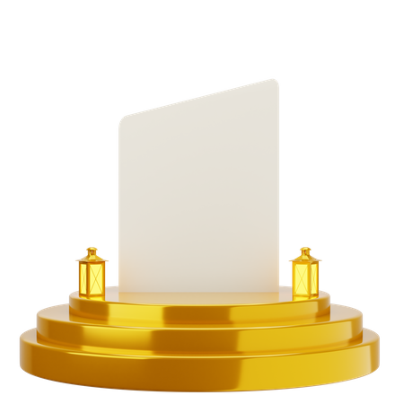 Podio de mezquita elegante blanco dorado  3D Illustration