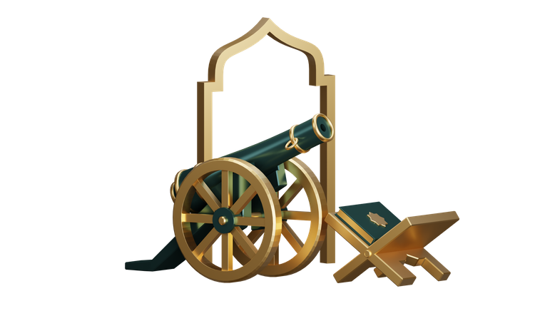 Podio para el cañón y el Corán de Ramadán  3D Icon
