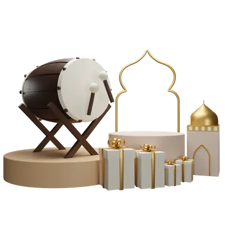 Pódio para o Ramadã  3D Illustration