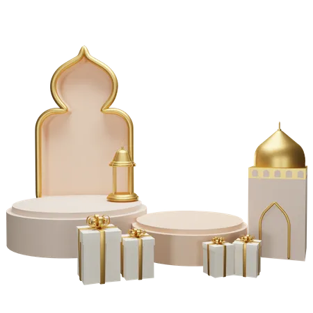 Pódio para o Ramadã  3D Illustration