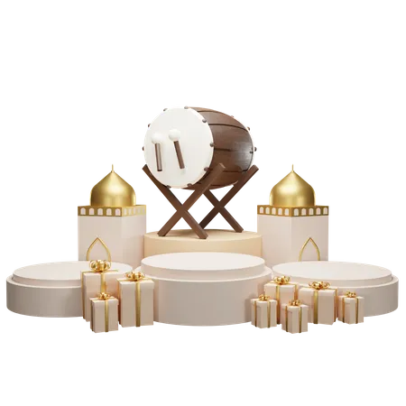 Pódio para o Ramadã  3D Illustration