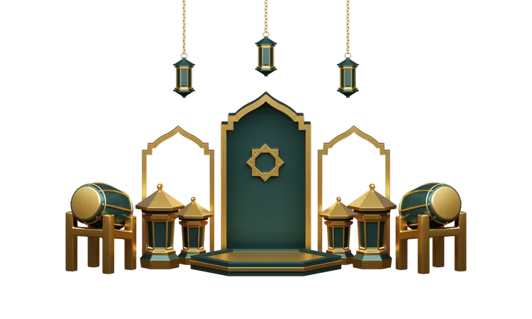 Pódio para o Ramadã  3D Illustration