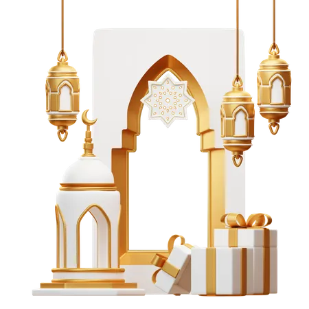 Pódio para o Ramadã  3D Illustration