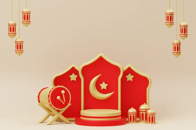 Pódio para o Ramadã  3D Illustration