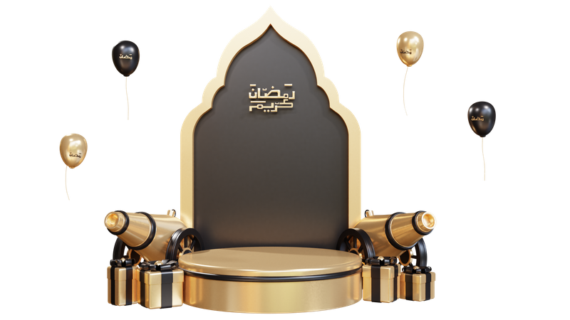Podio Para Ramadán Con Cañón  3D Icon
