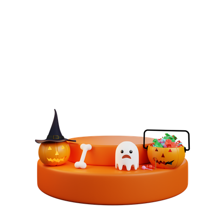 Pódio publicitário de Halloween  3D Illustration