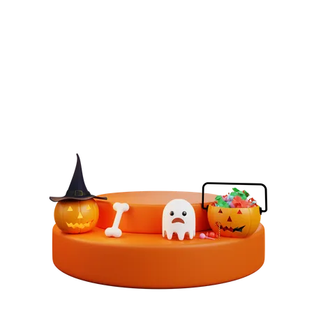 Podio publicitario de halloween  3D Illustration