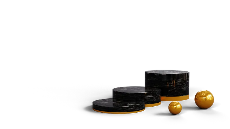 Podio Negro Moderno 3 D Con Elemento De Bola Dorada Para Exhibicion De Productos 3D Icon