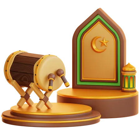 Pódio islâmico do Ramadã  3D Illustration