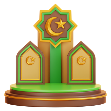 Pódio islâmico do Ramadã  3D Illustration