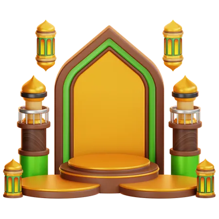 Pódio islâmico do Ramadã  3D Illustration