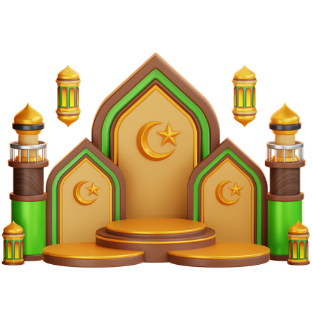 Pódio islâmico do Ramadã  3D Illustration