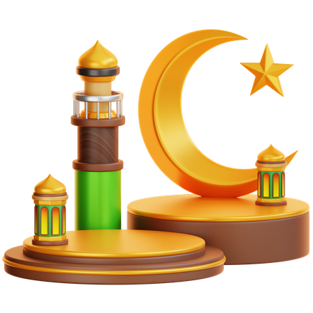 Pódio islâmico do Ramadã  3D Illustration