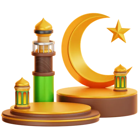 Pódio islâmico do Ramadã  3D Illustration