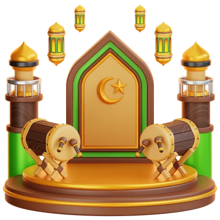 Pódio islâmico do Ramadã  3D Illustration