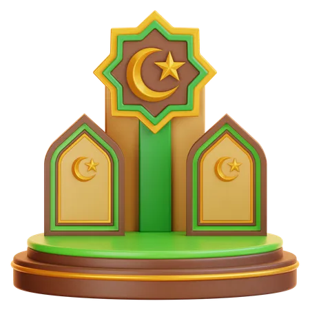 Podio islámico del ramadán  3D Illustration