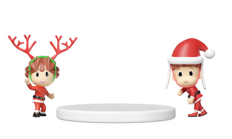 Podio vacío con Papá Noel  3D Illustration