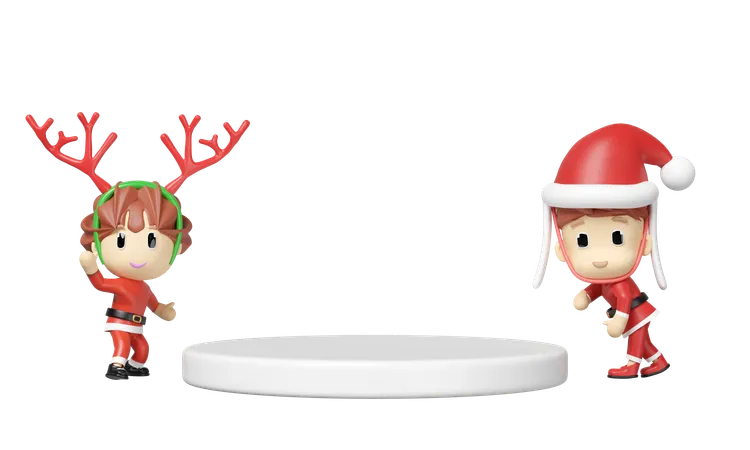 Podio vacío con Papá Noel  3D Illustration