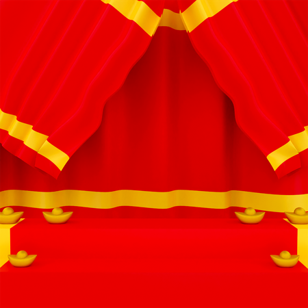 Podium And Curtain For Chinese new year Festival 3D Illustration
