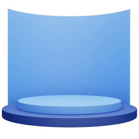 Podium Bleu Avec Fond  3D Icon
