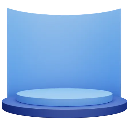 Podium Bleu Avec Fond  3D Icon
