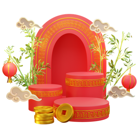 Podium chinois  3D Illustration