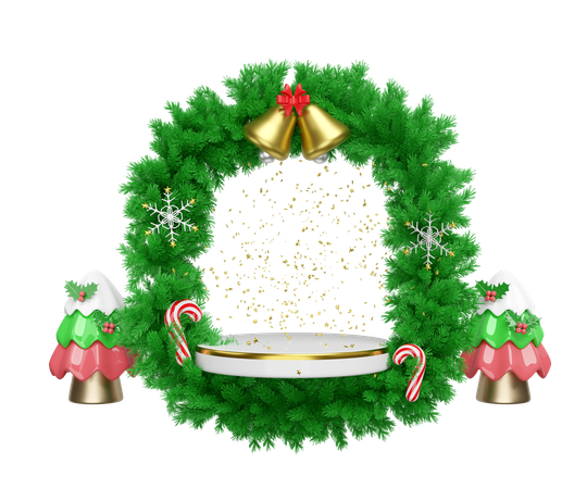 Podium empty with arch pine leaves  3D Icon