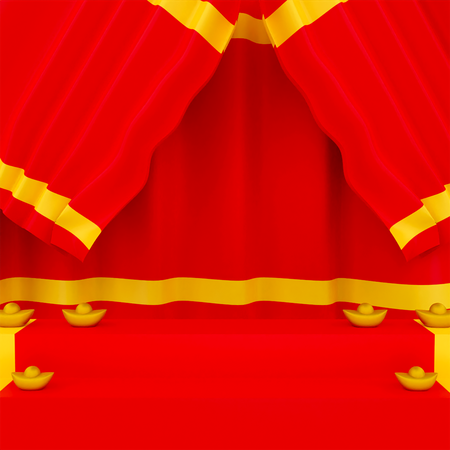 Podium et rideau pour le festival du nouvel an chinois  3D Illustration