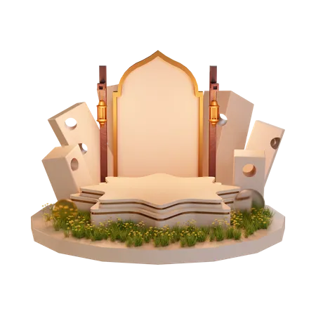 Podium For Ramadan  3D Illustration