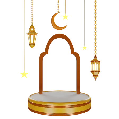 Podium For Ramadan  3D Illustration