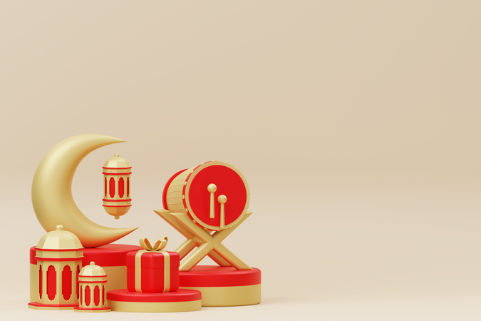 Podium For Ramadan  3D Illustration