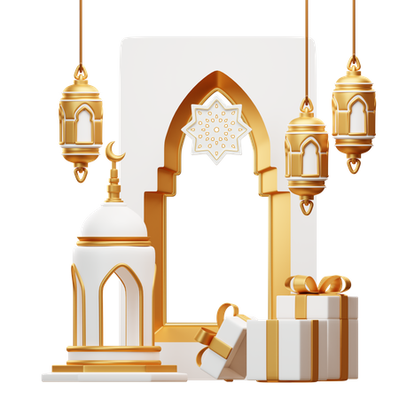 Podium For Ramadan  3D Illustration