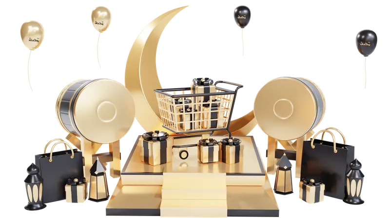 Podium For Ramadan  3D Illustration