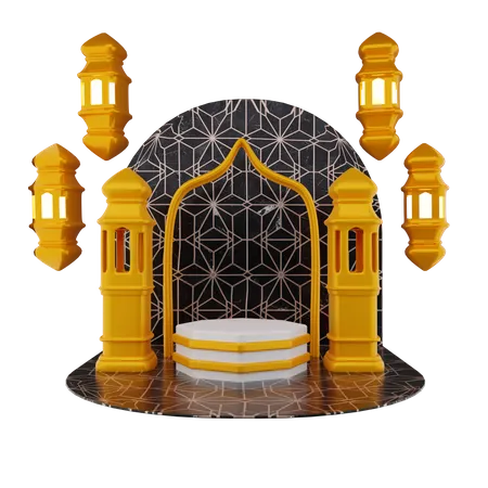 Podium For Ramadan  3D Illustration