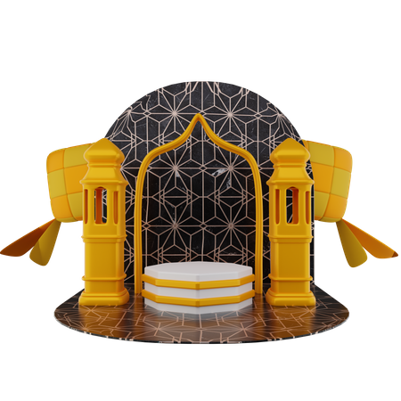 Podium For Ramadan  3D Illustration