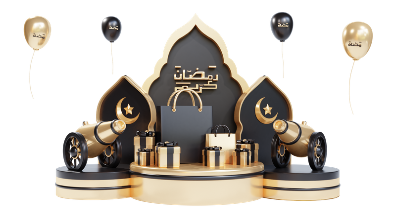 Podium For Ramadan  3D Illustration