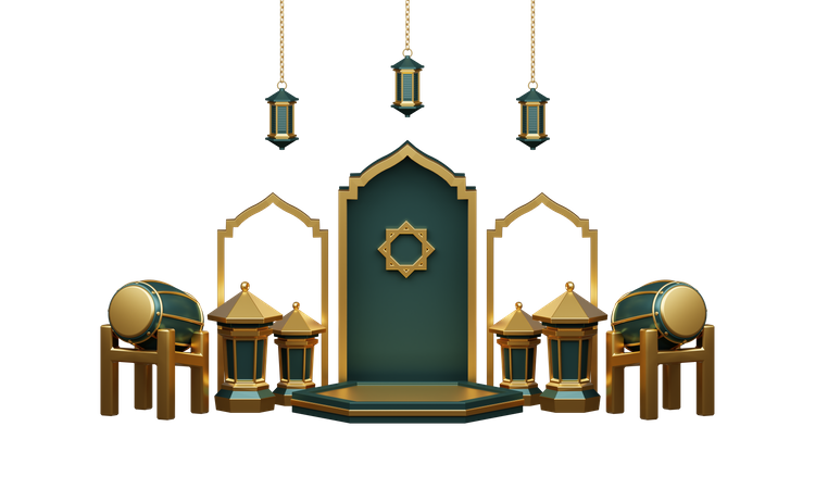 Podium For Ramadan  3D Illustration